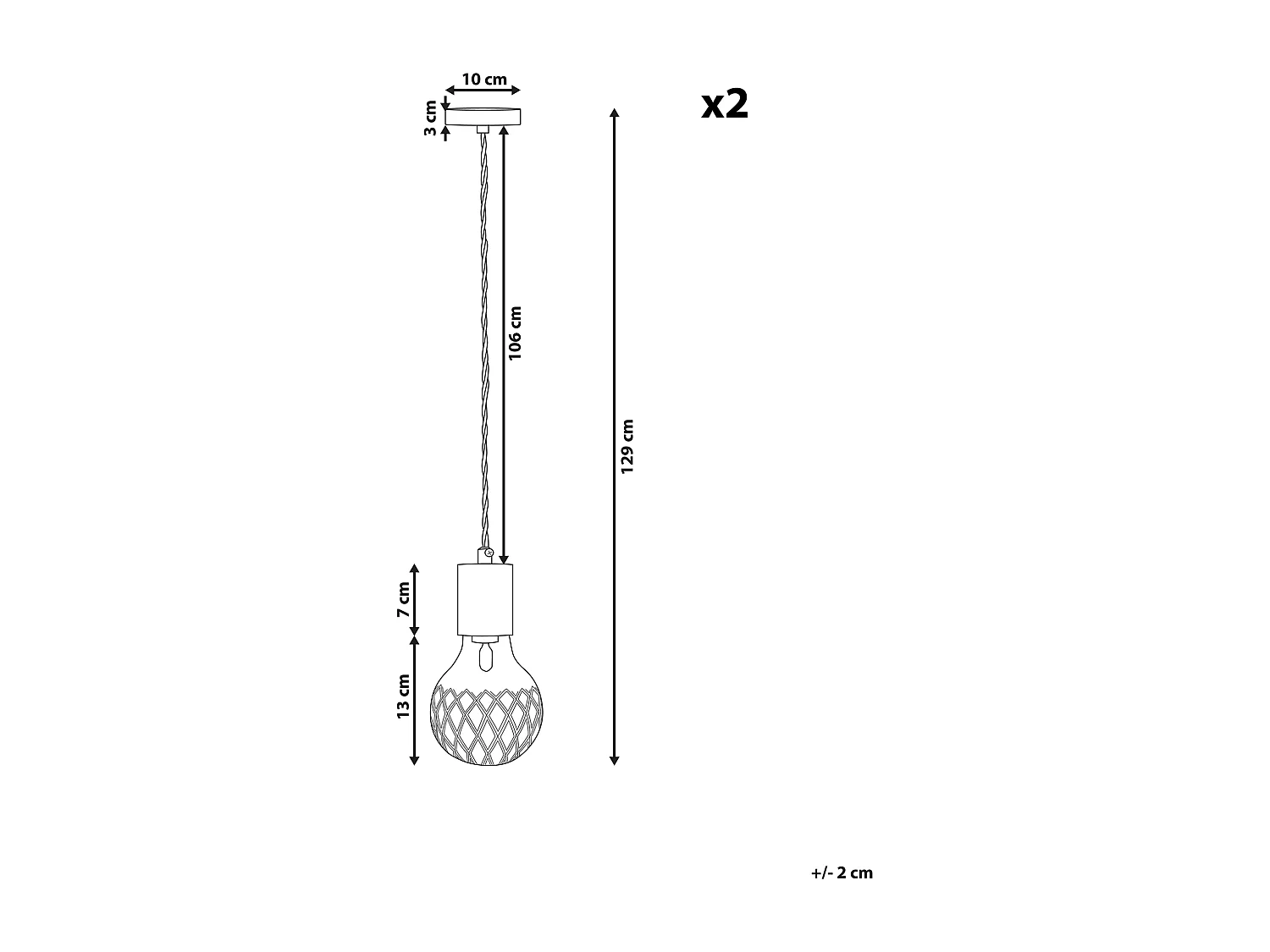 Set van 2 hanglampen ANZA Glas Goud