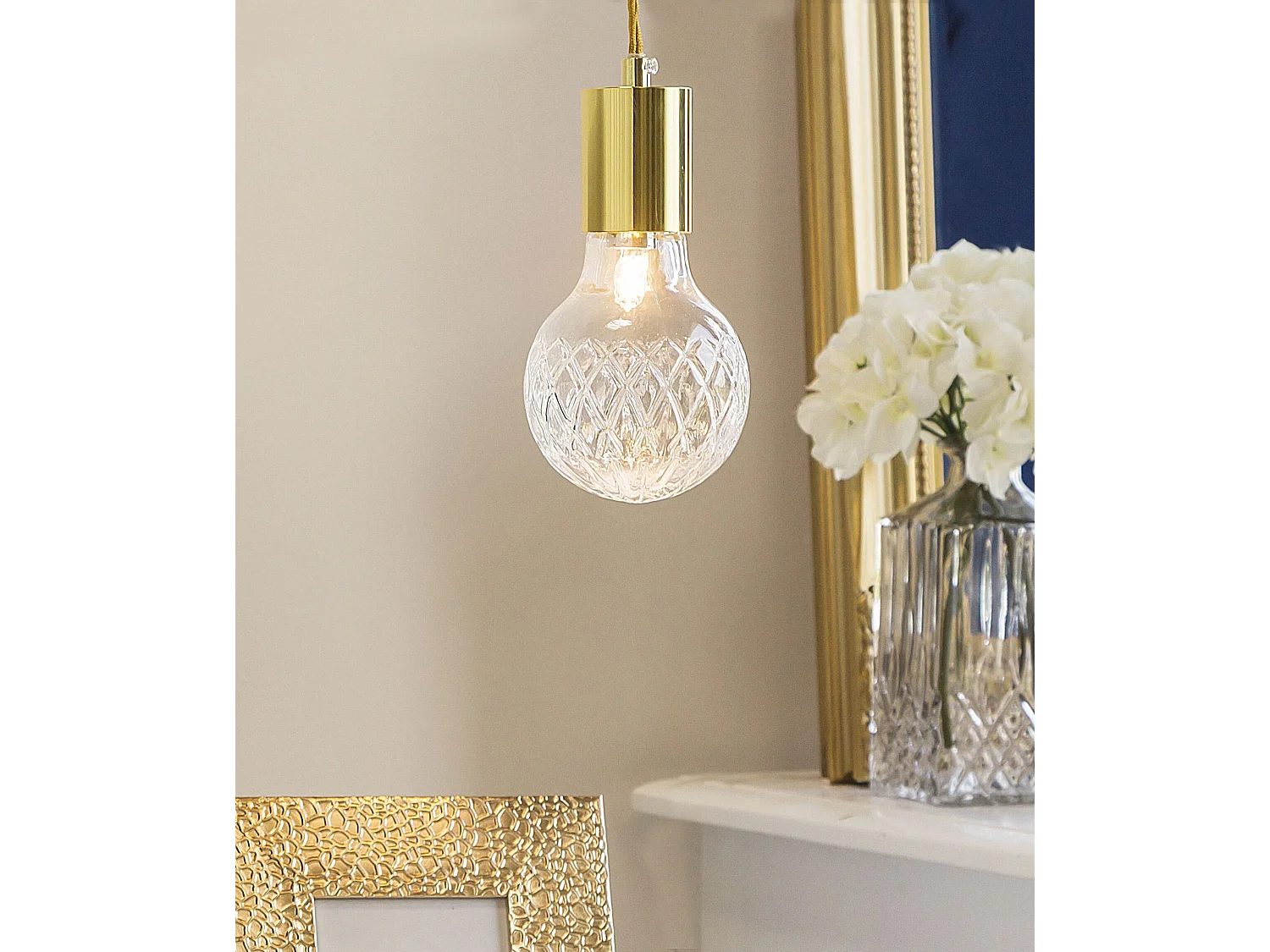 Lot de 2 lampes suspendues ANZA Verre Doré