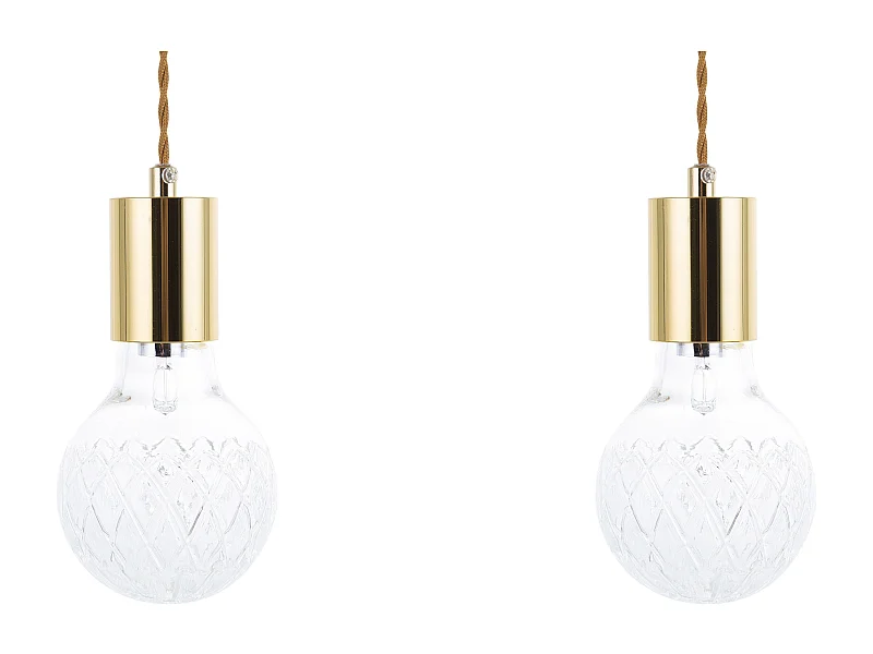 Lot de 2 lampes suspendues ANZA Verre Doré