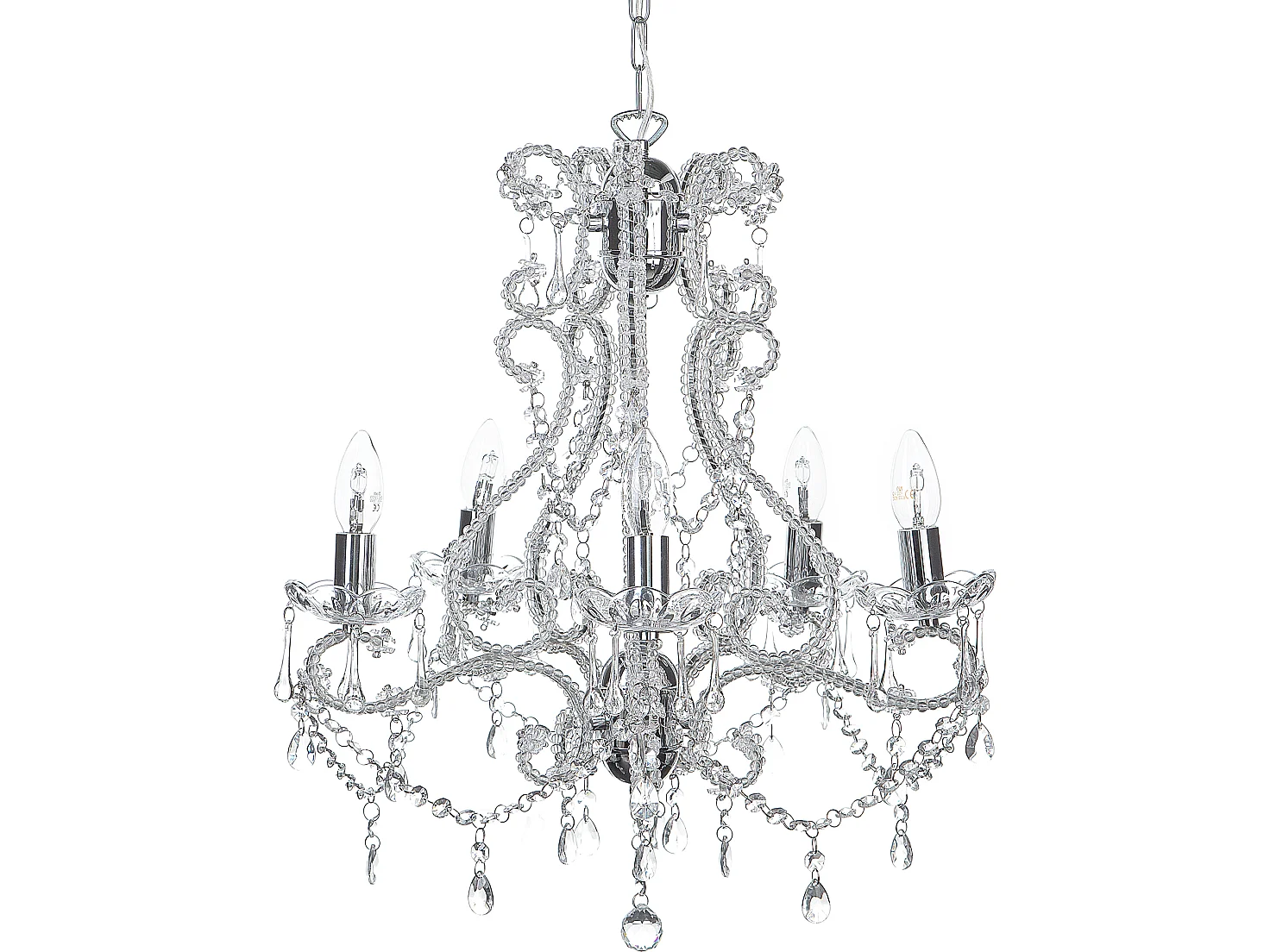 Lampadario candeliere trasparente e argento ASCAR