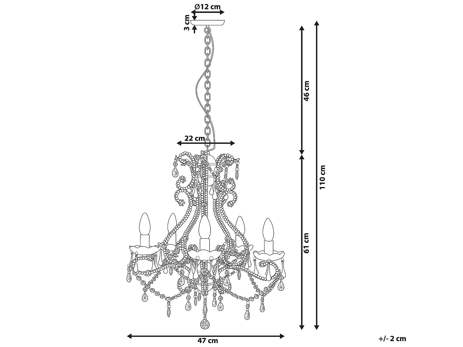 Lampadario candeliere trasparente e argento ASCAR