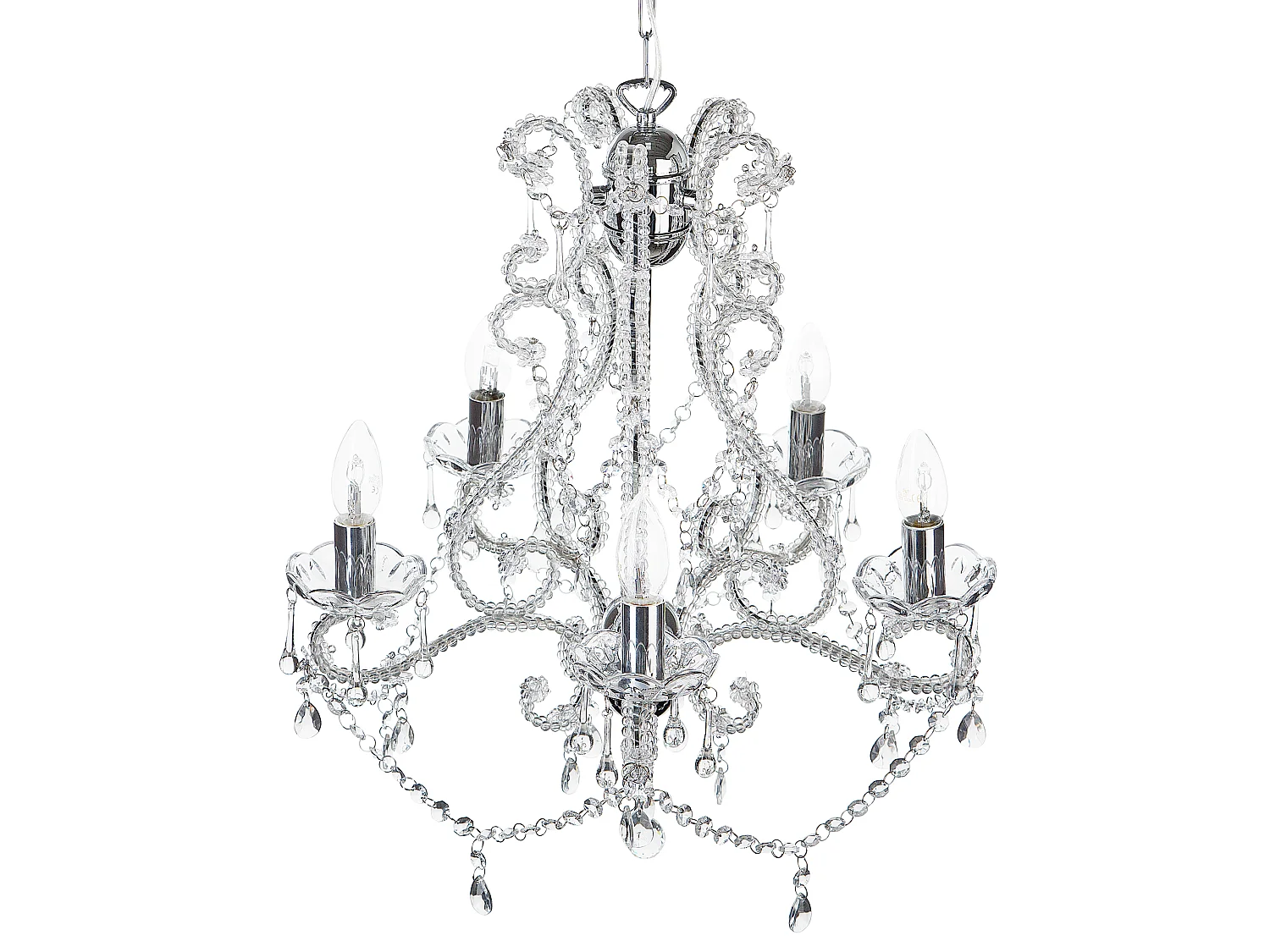 Lampadario candeliere trasparente e argento ASCAR