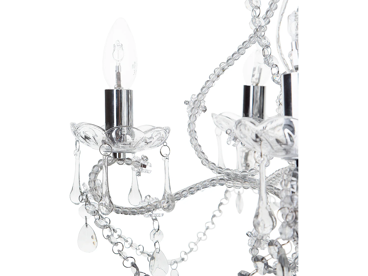 Lampadario candeliere trasparente e argento ASCAR