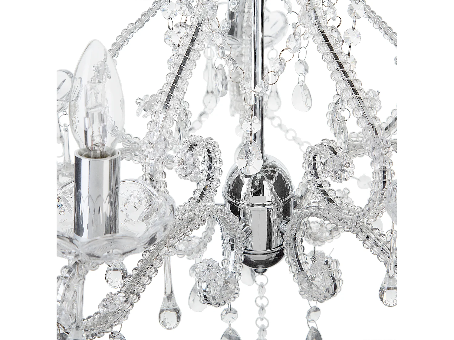 Lampadario candeliere trasparente e argento ASCAR