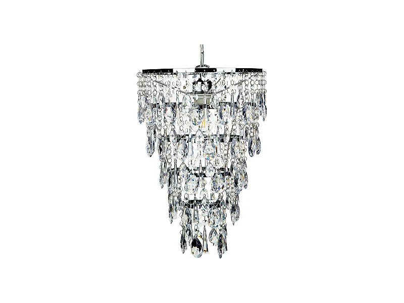 Kronleuchter Metall silber Acrylglas Kristall-Optik Wasserfalloptik Entwash