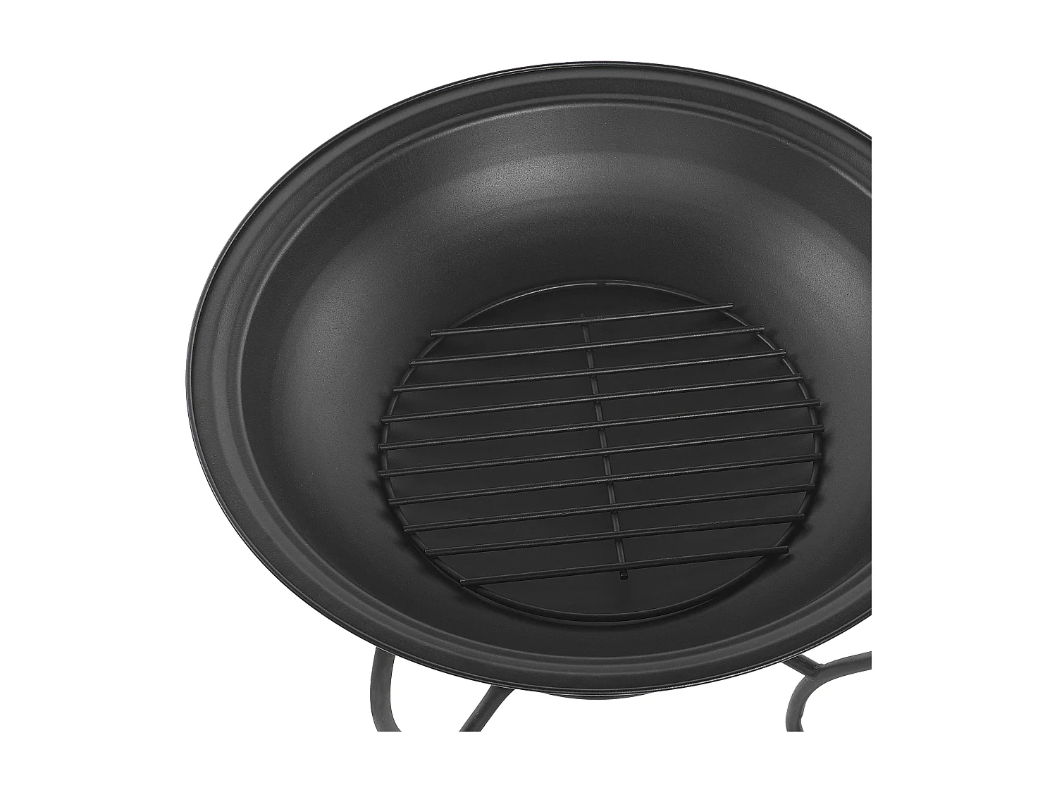 Feuerstelle Rund mit Grillrost Funkenschutzhaube schwarz Stahl Modern Negara