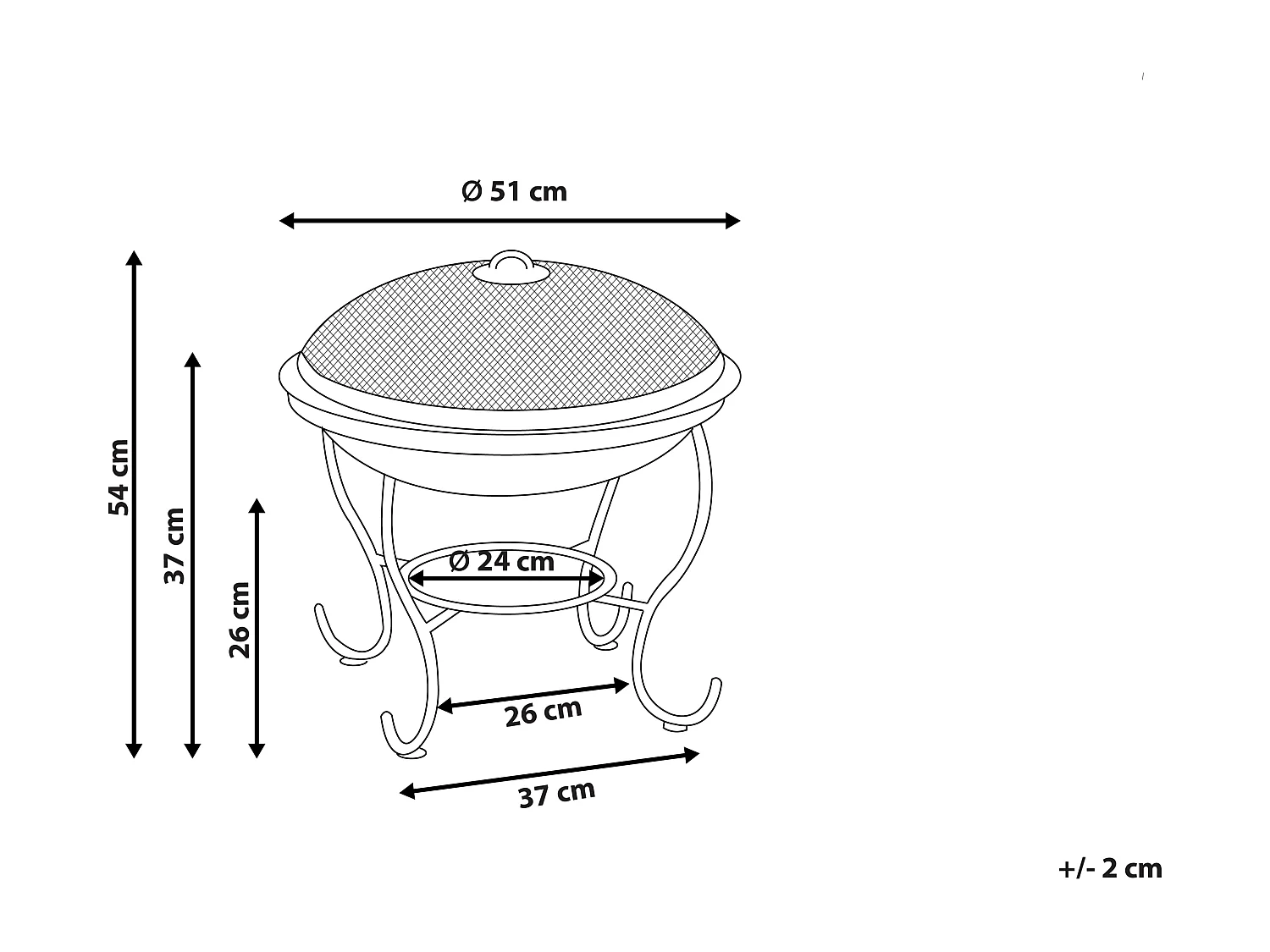 Feuerstelle Rund mit Grillrost Funkenschutzhaube schwarz Stahl Modern Negara