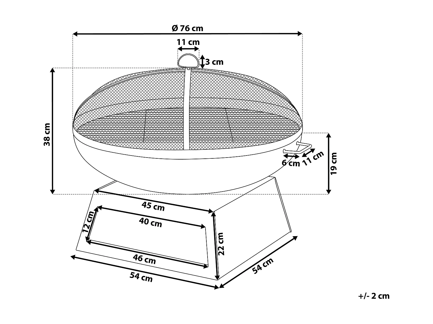 Foyer avec grille SEMERU Métal Noir