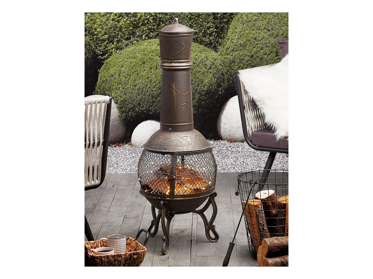 Pozo de fuego con parrilla TACORA Metal Negro