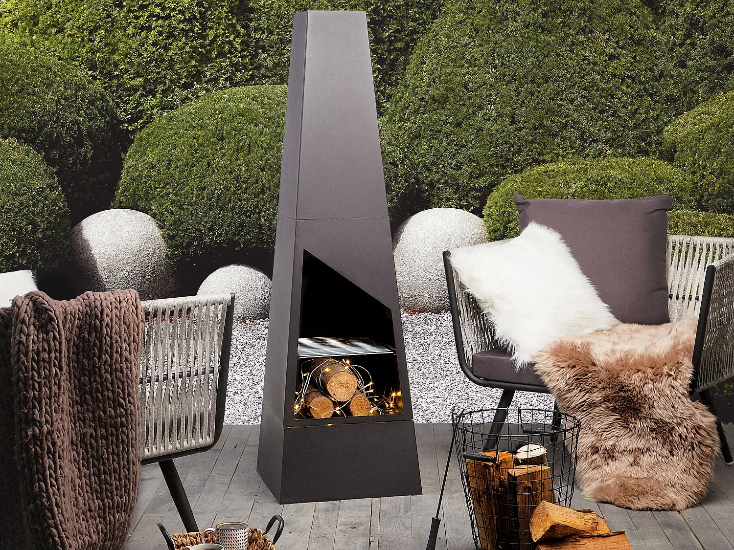 Foyer avec grille YATE Métal Noir