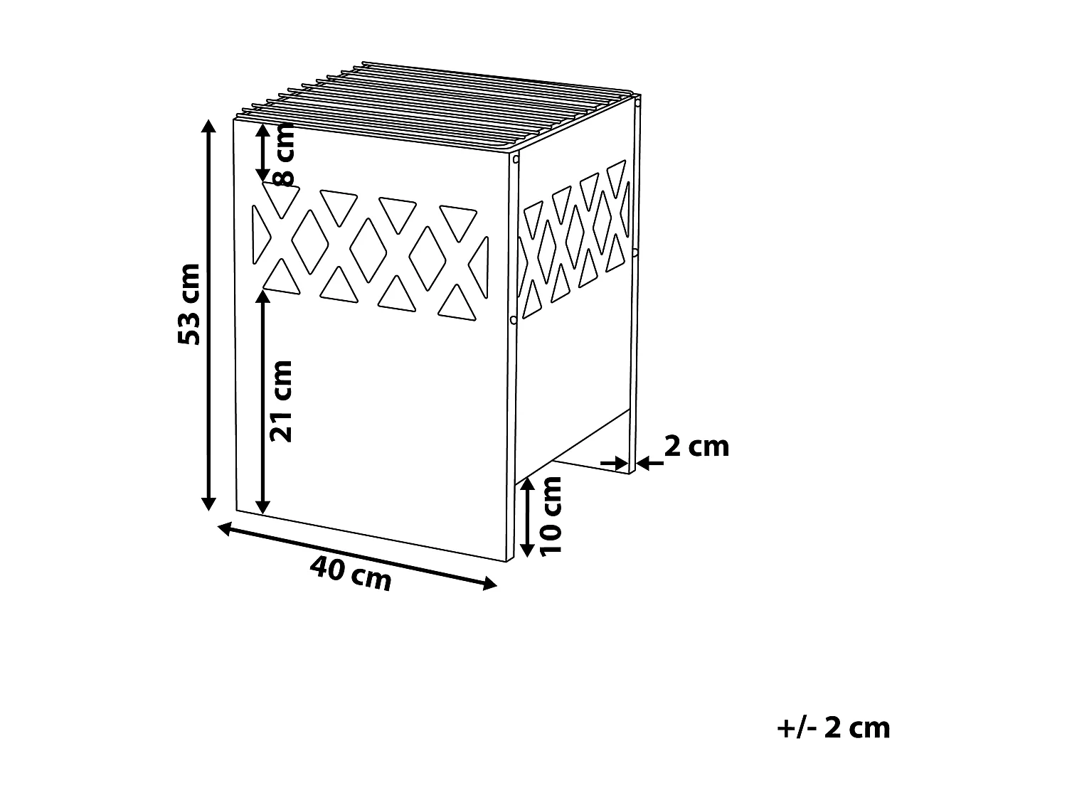 Feuerstelle aus Metall schwarz mit Grillrost quadratisch Gartengrill Shiga