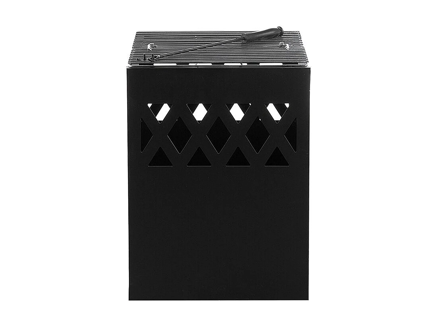 Feuerstelle aus Metall schwarz mit Grillrost quadratisch Gartengrill Shiga