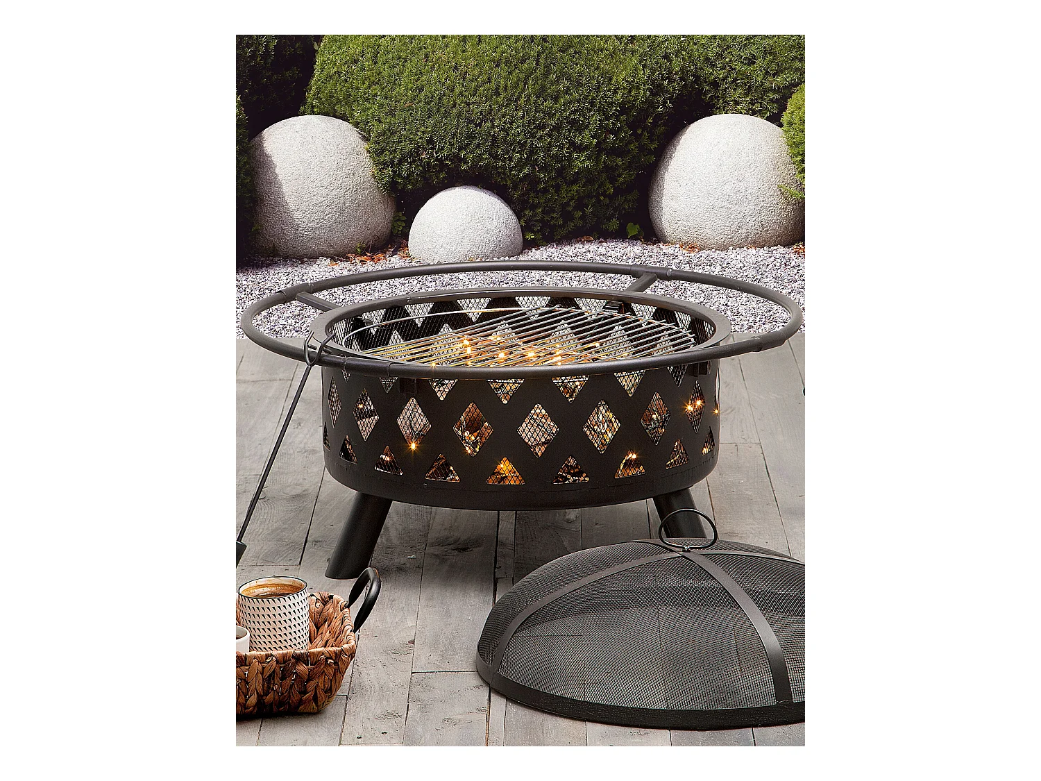 Brasero rond en acier noir MAYON