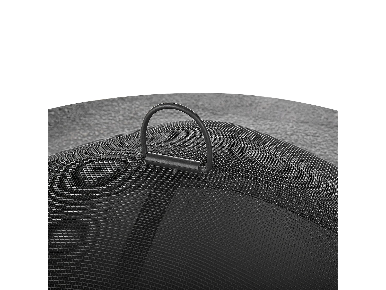 Feuerstelle grau Leichtbeton rund 92 cm Steinoptik mit Funkenschutzhaube Tambora