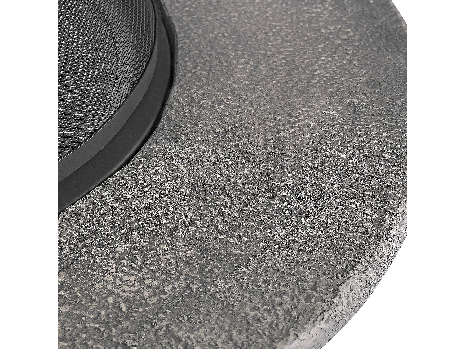 Feuerstelle grau Leichtbeton rund 92 cm Steinoptik mit Funkenschutzhaube Tambora