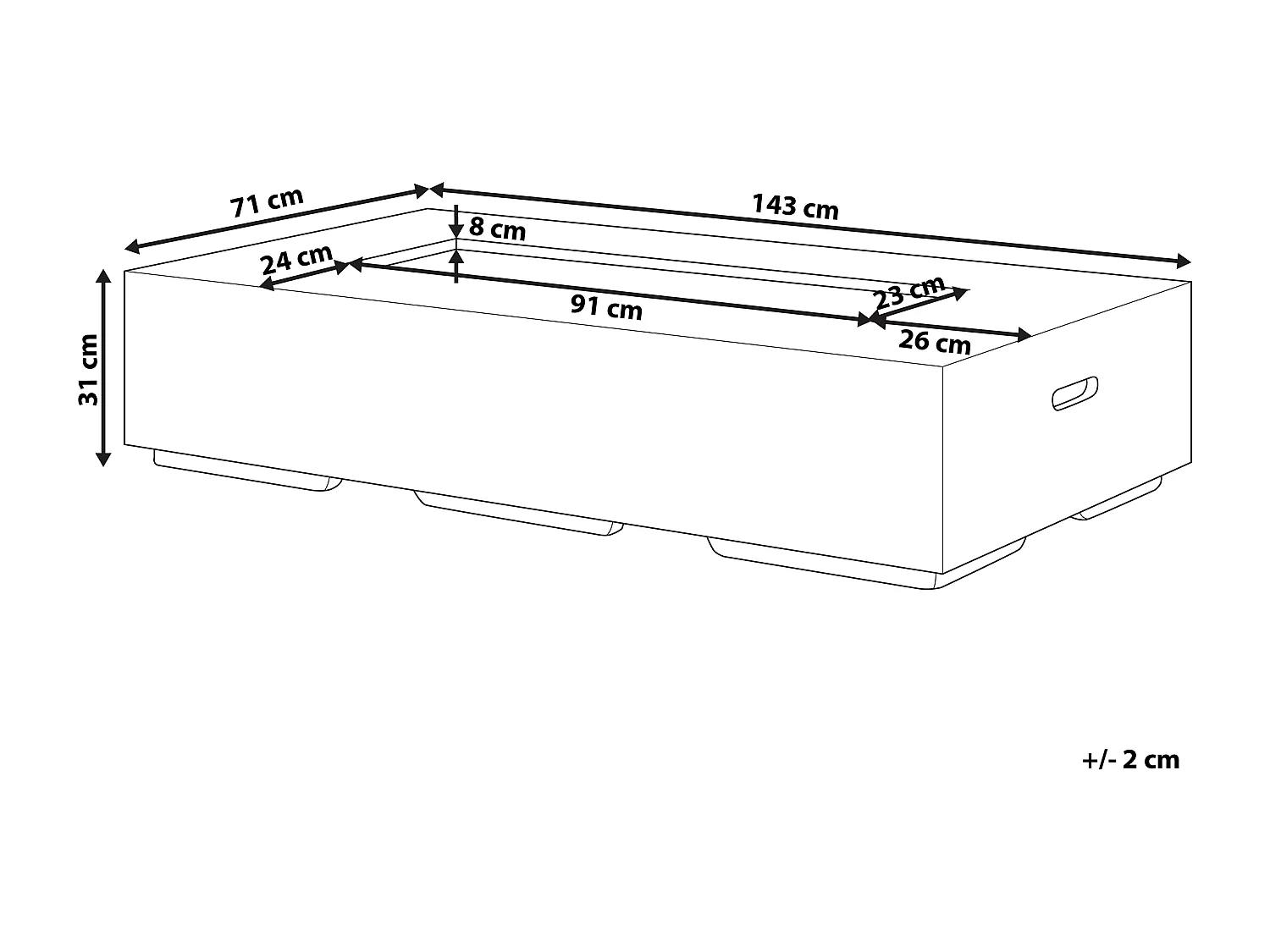 Stilvolle Feuerstelle Leichtbeton/Edelstahl rechteckig graphit grau Pavo