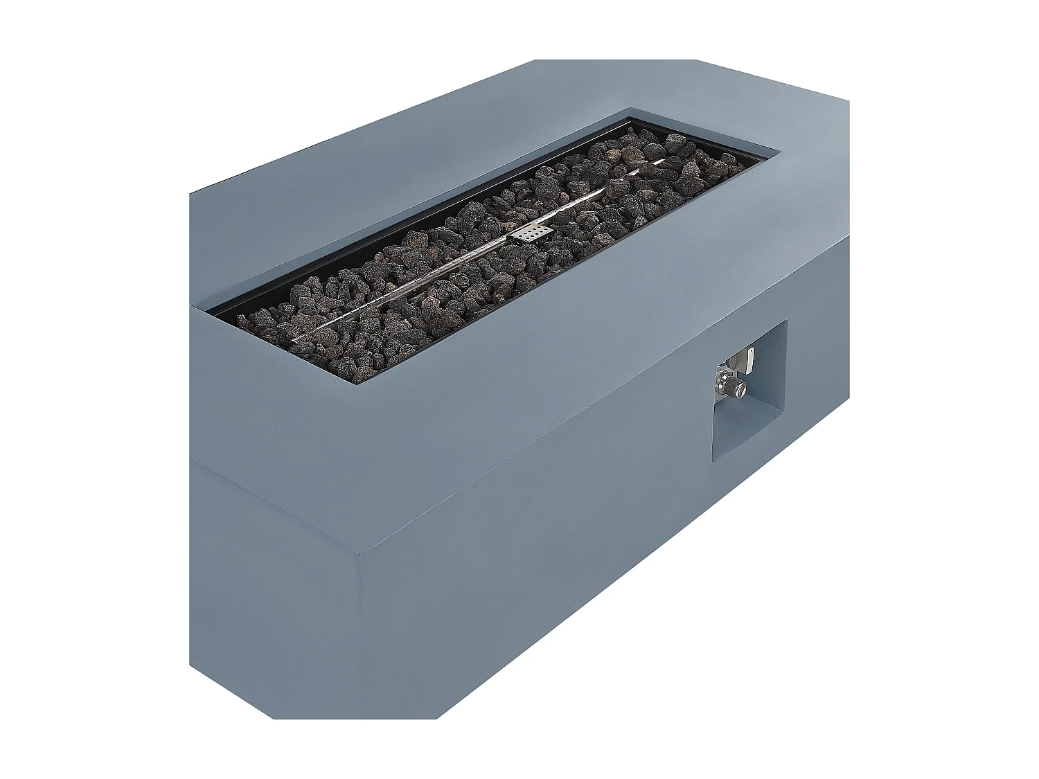 Stilvolle Feuerstelle Leichtbeton/Edelstahl rechteckig graphit grau Pavo