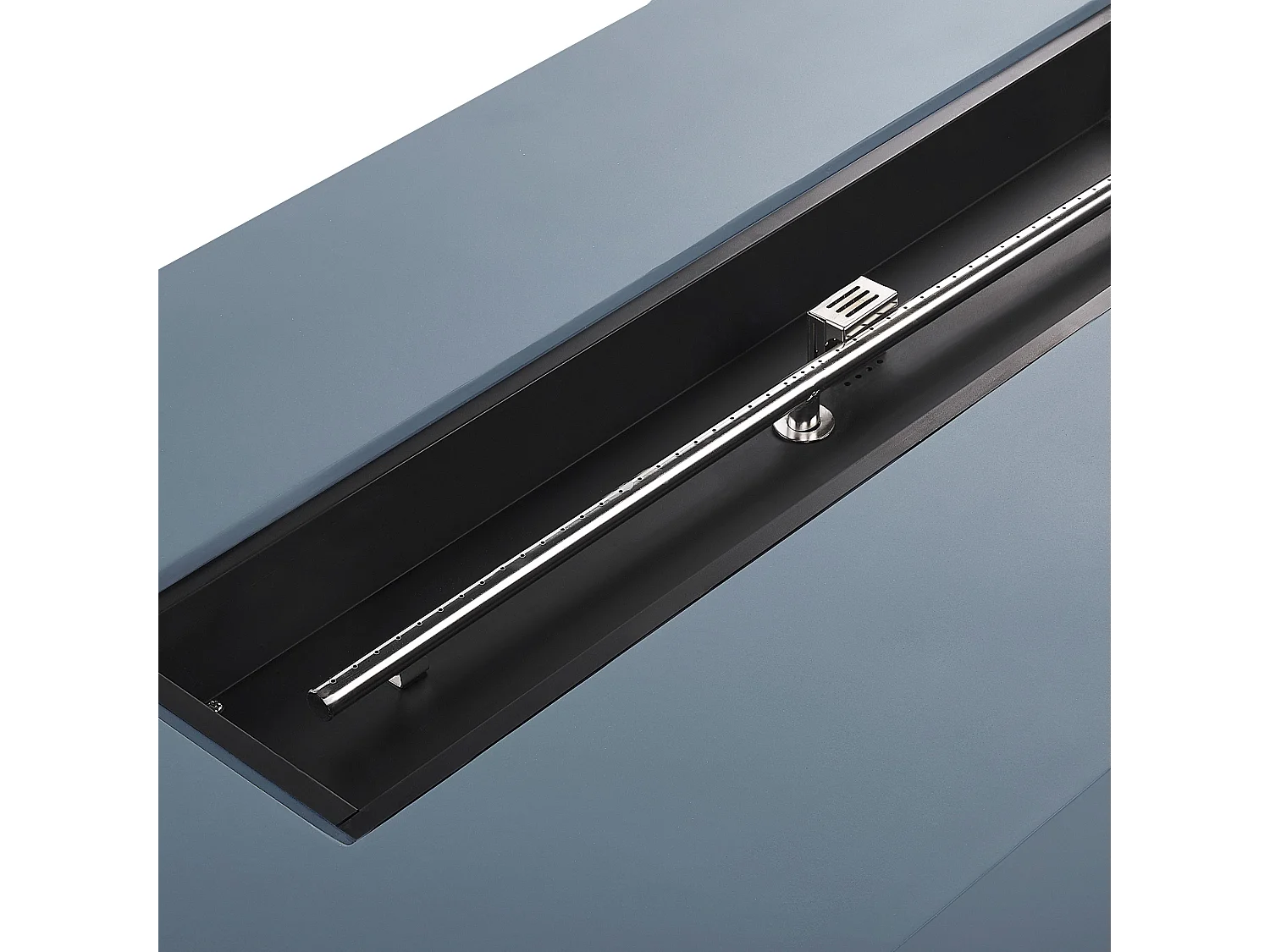 Stilvolle Feuerstelle Leichtbeton/Edelstahl rechteckig graphit grau Pavo