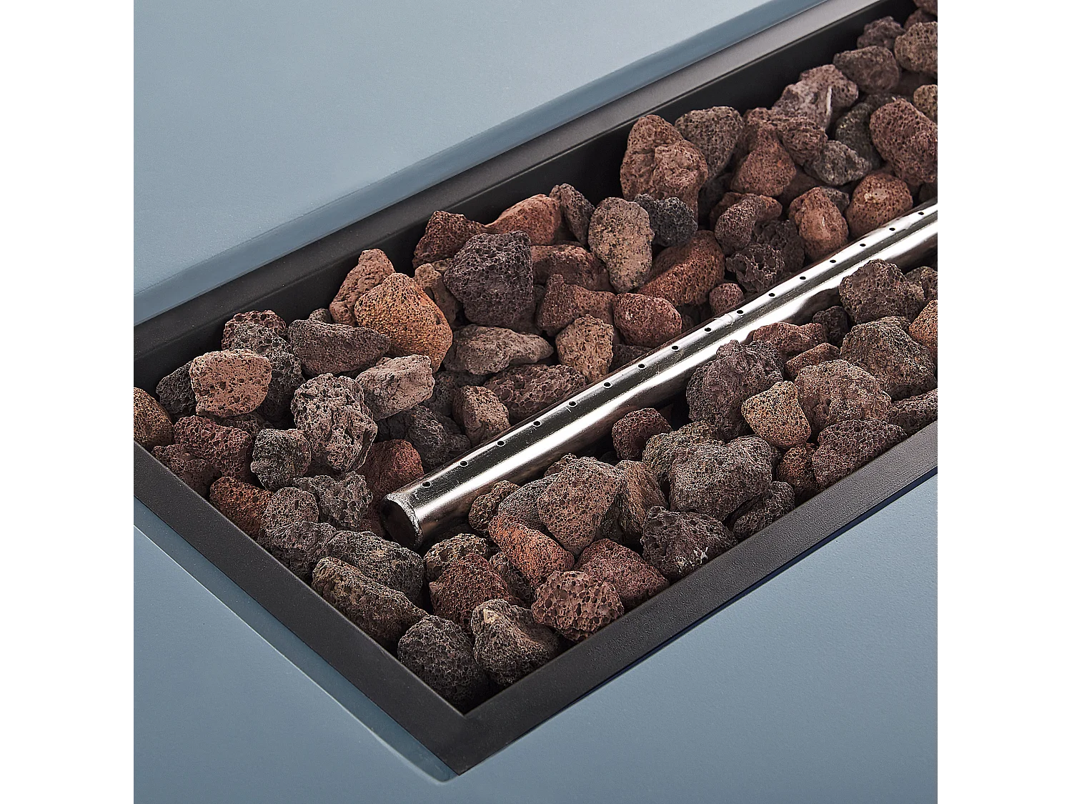 Stilvolle Feuerstelle Leichtbeton/Edelstahl rechteckig graphit grau Pavo