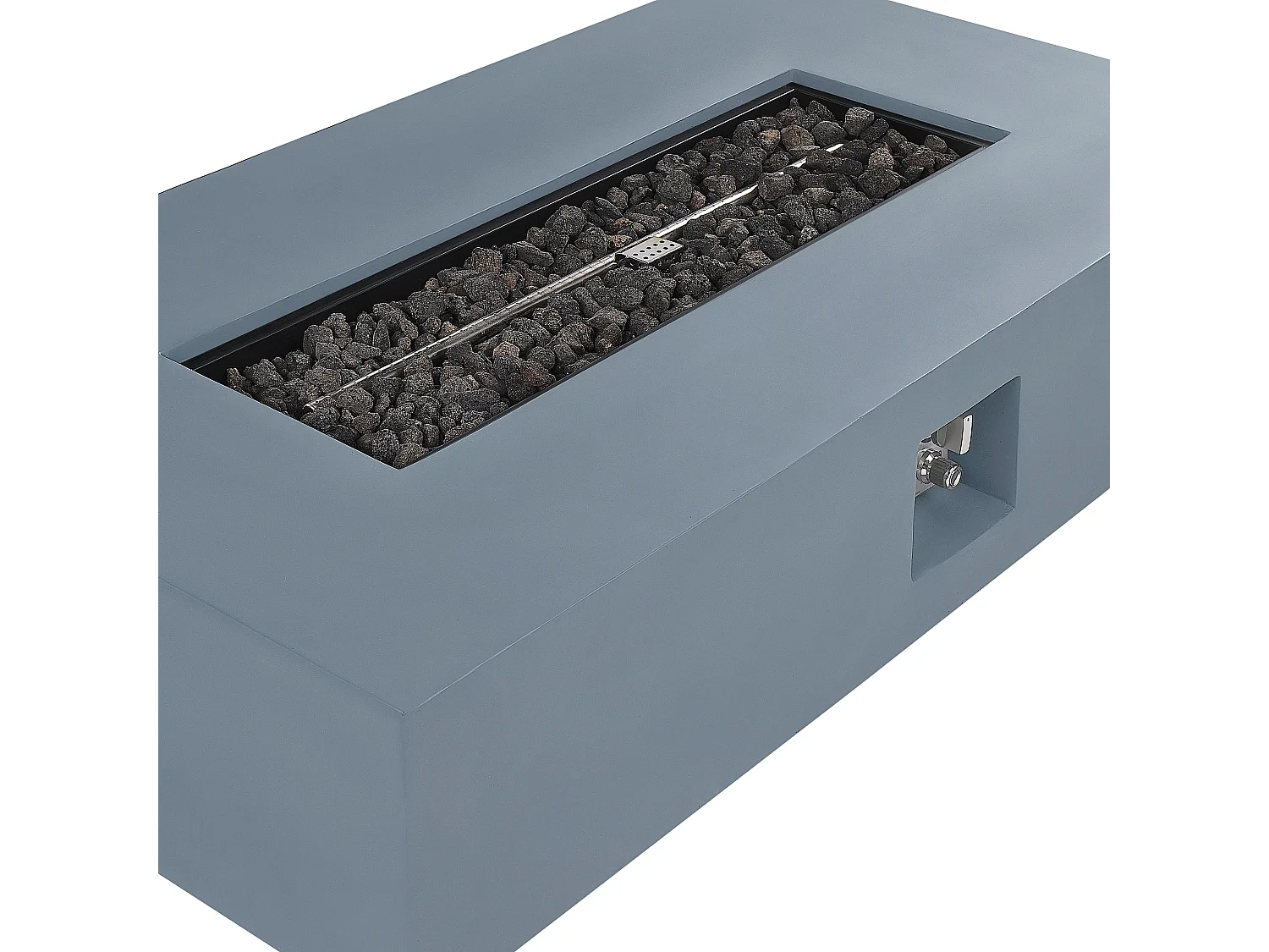 Stilvolle Feuerstelle Leichtbeton/Edelstahl rechteckig graphit grau Pavo