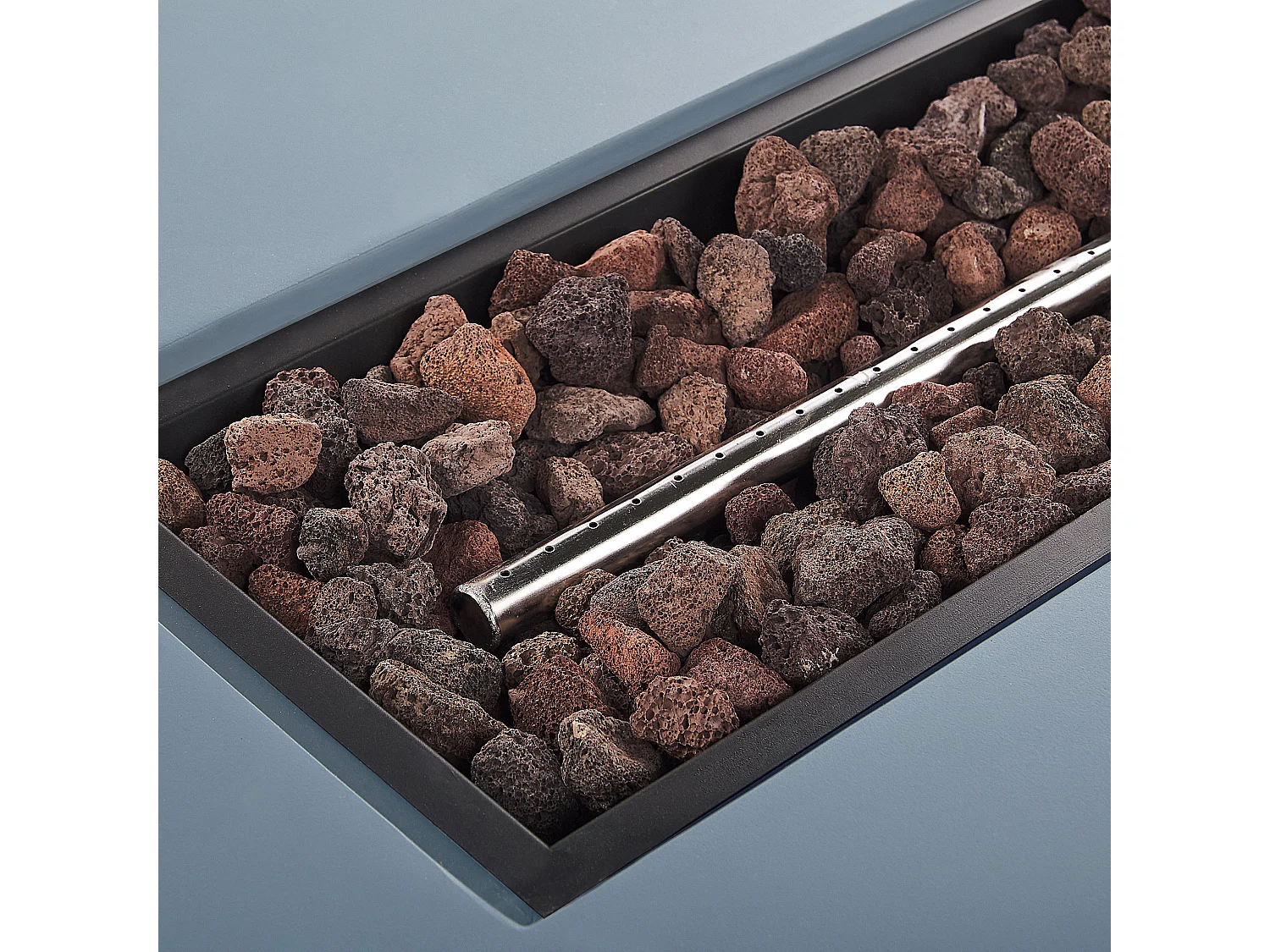 Stilvolle Feuerstelle Leichtbeton/Edelstahl rechteckig graphit grau Pavo