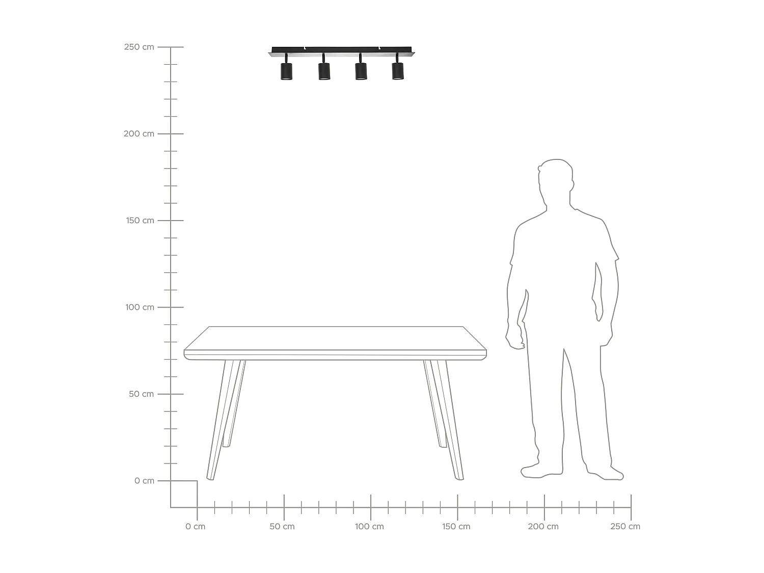 Spot à 4 lumières TIGRIS Réglable Métal Noir