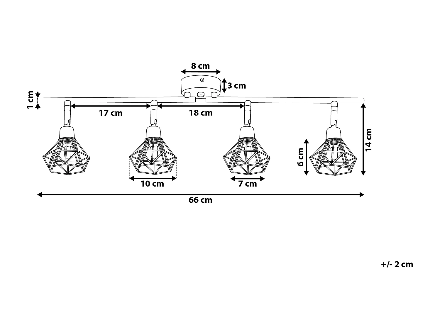 Lampa spot 4-punktowa ERMA Regulowana Metal Srebrny
