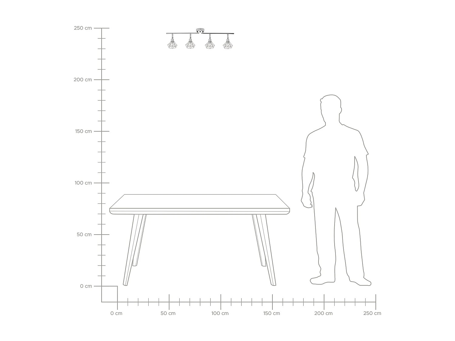 Spot à 4 lumières ERMA Réglable Métal Argenté