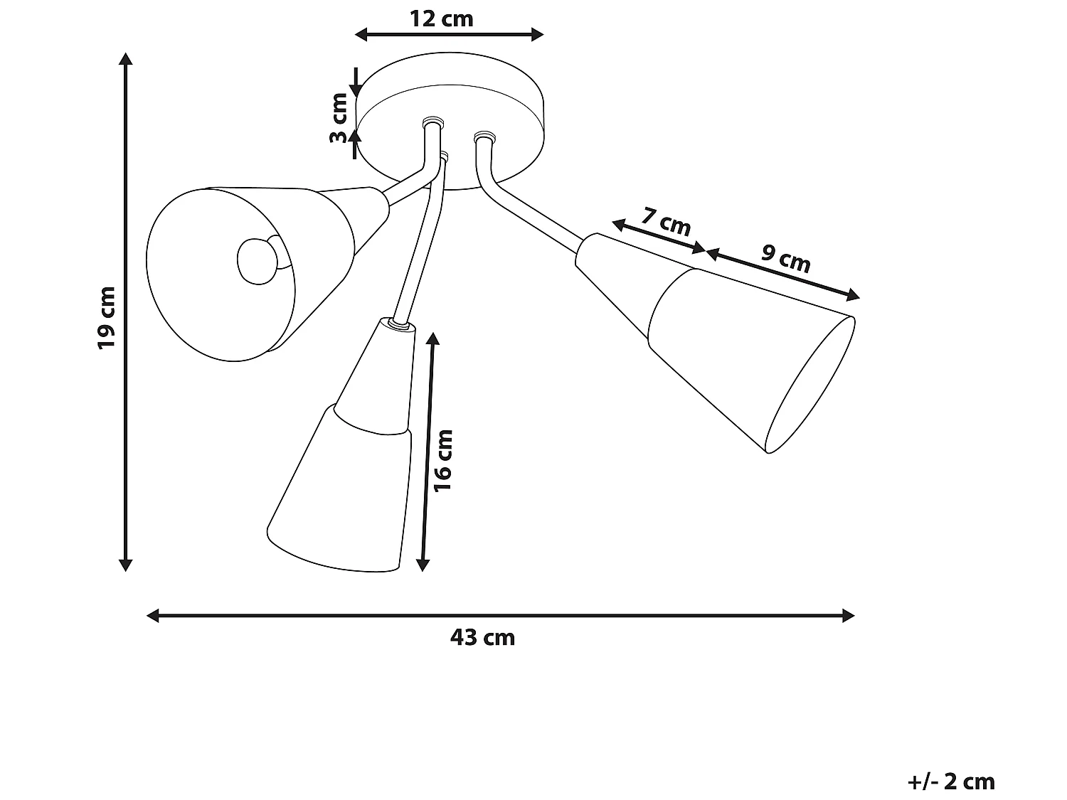 Wandleuchte Glas weiß / gold 3-flammig Kegelform AROYO III