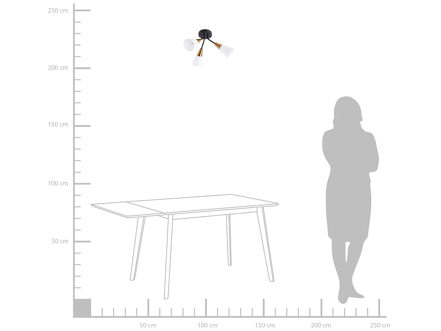 Wandleuchte Glas weiß / gold 3-flammig Kegelform AROYO III