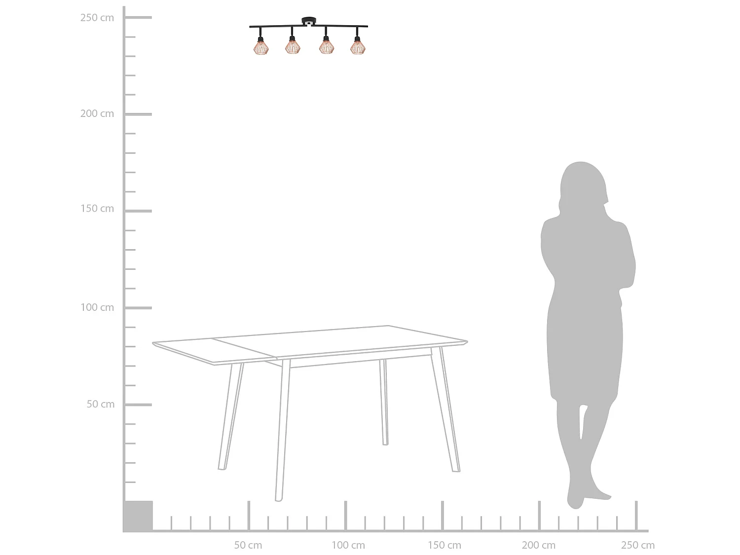4-lichts spot VOLGA Verstelbaar Metaal Zwart