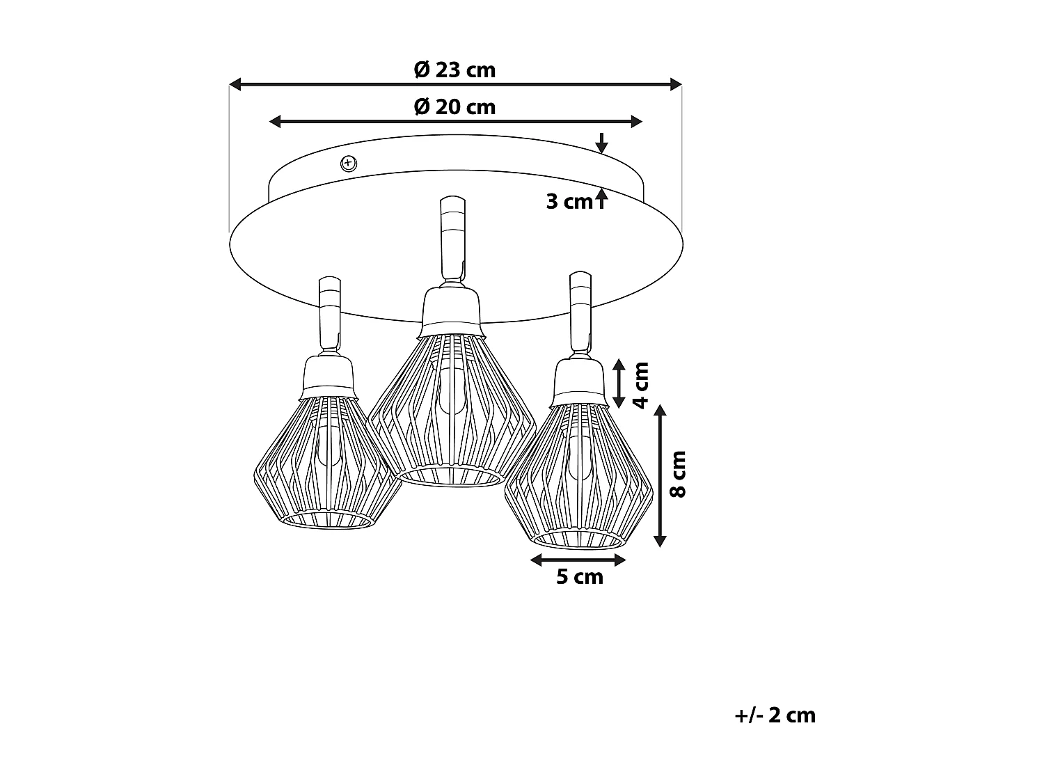 Lampa spot 3-punktowa VOLGA Regulowana Metal Czarny