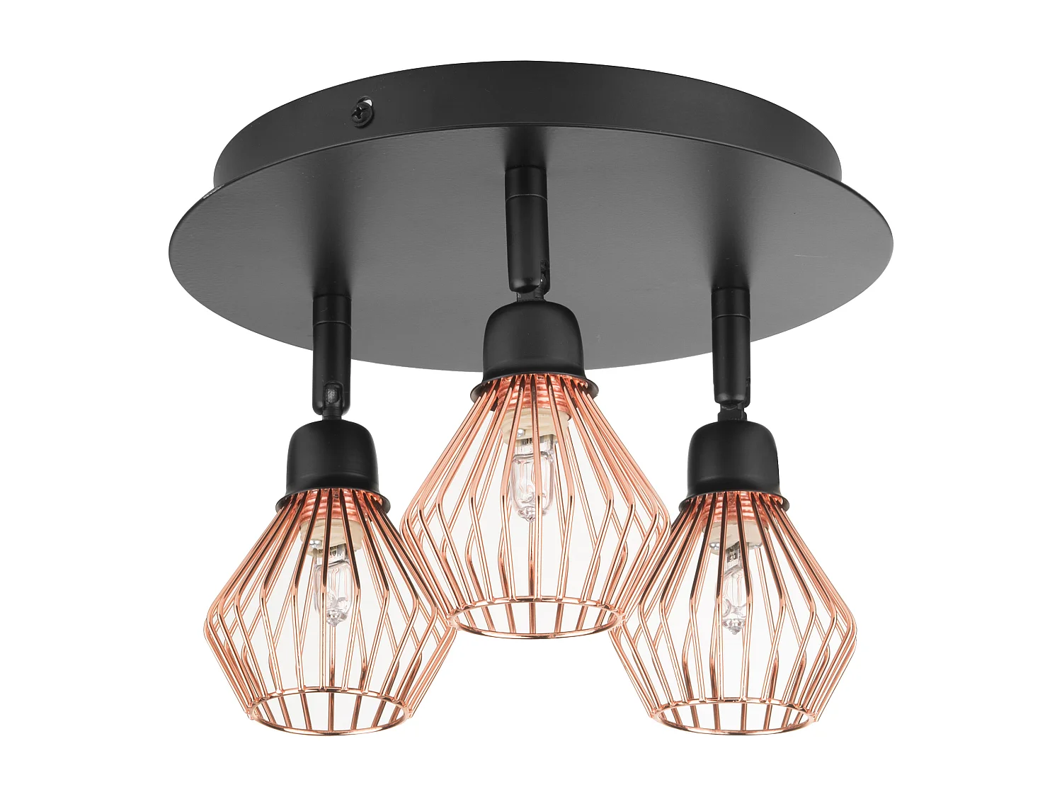 Klassische und elegante Deckenlampe schwarz/Kupfer Volga M