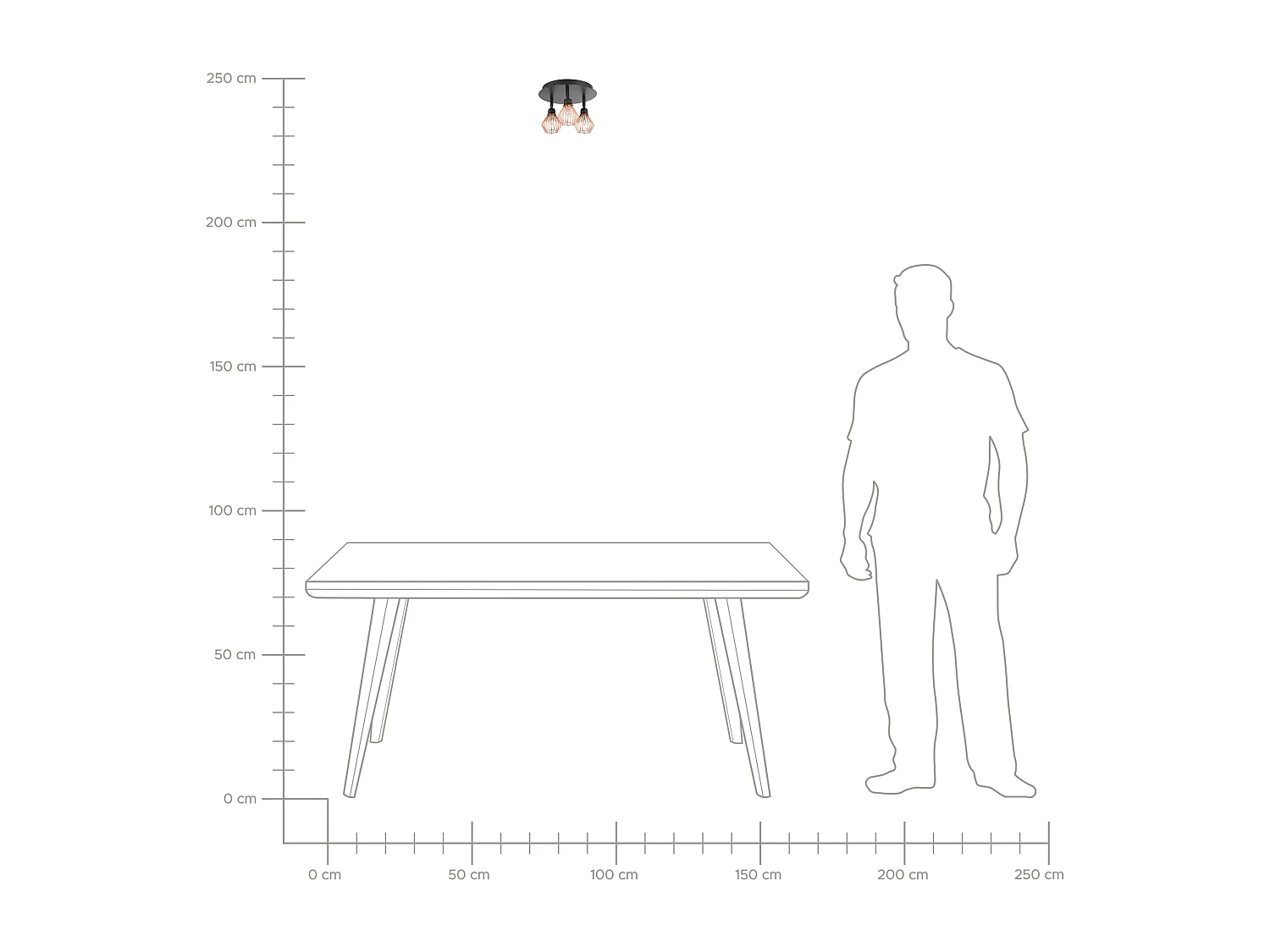 Faretto a 3 luci VOLGA Regolabile Metallo Nero