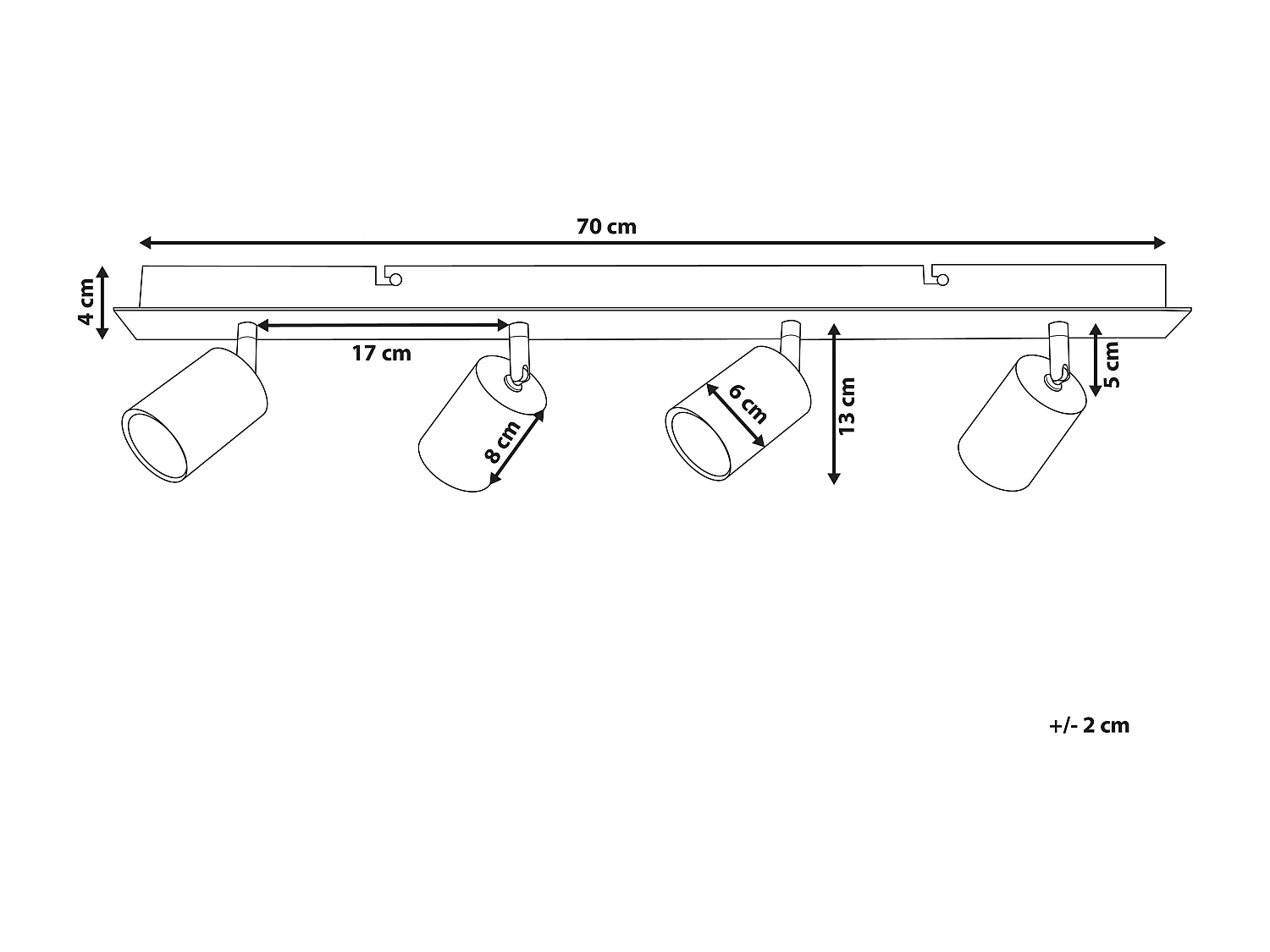 Spot à 4 lumières TIGRIS Réglable Métal Blanc