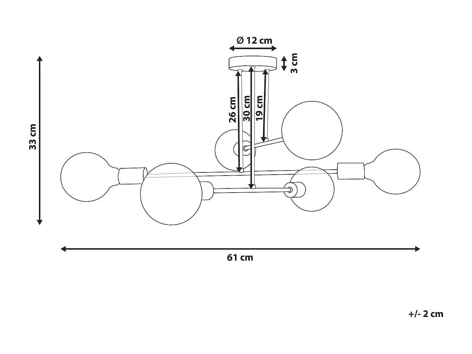 Sechsflammige Hängeleuchte in Schwarz industrielles modernes Design Kidane