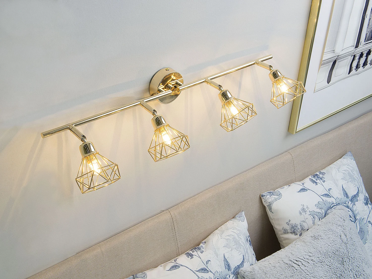 Faretto a 4 luci ERMA Regolabile Metallo Oro