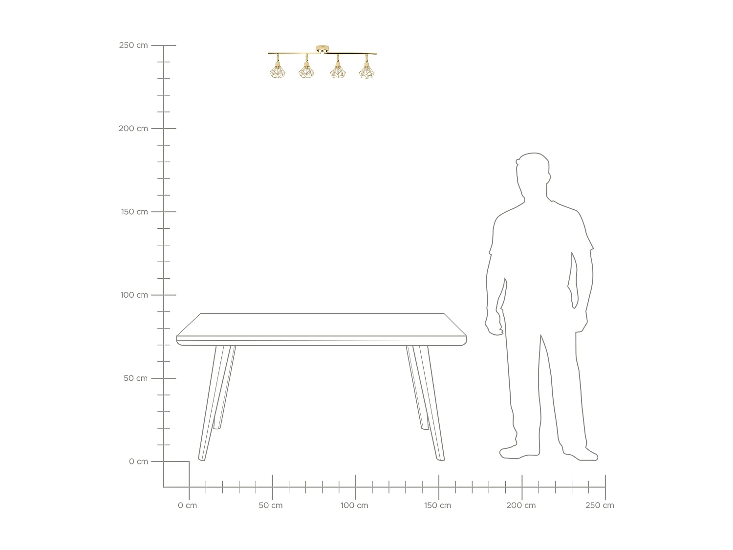 Faretto a 4 luci ERMA Regolabile Metallo Oro