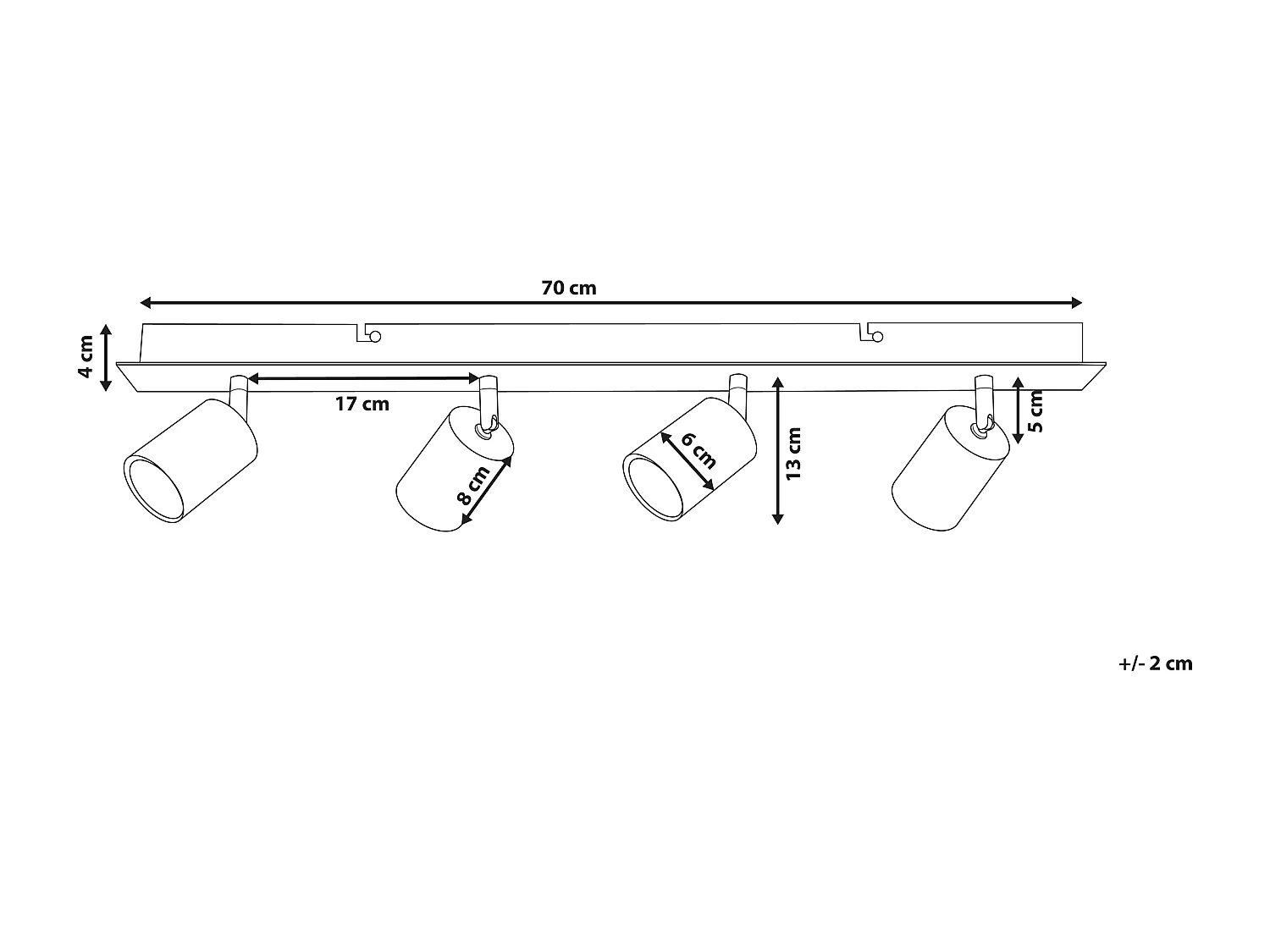 Spot à 4 lumières TIGRIS Réglable Métal Cuivré
