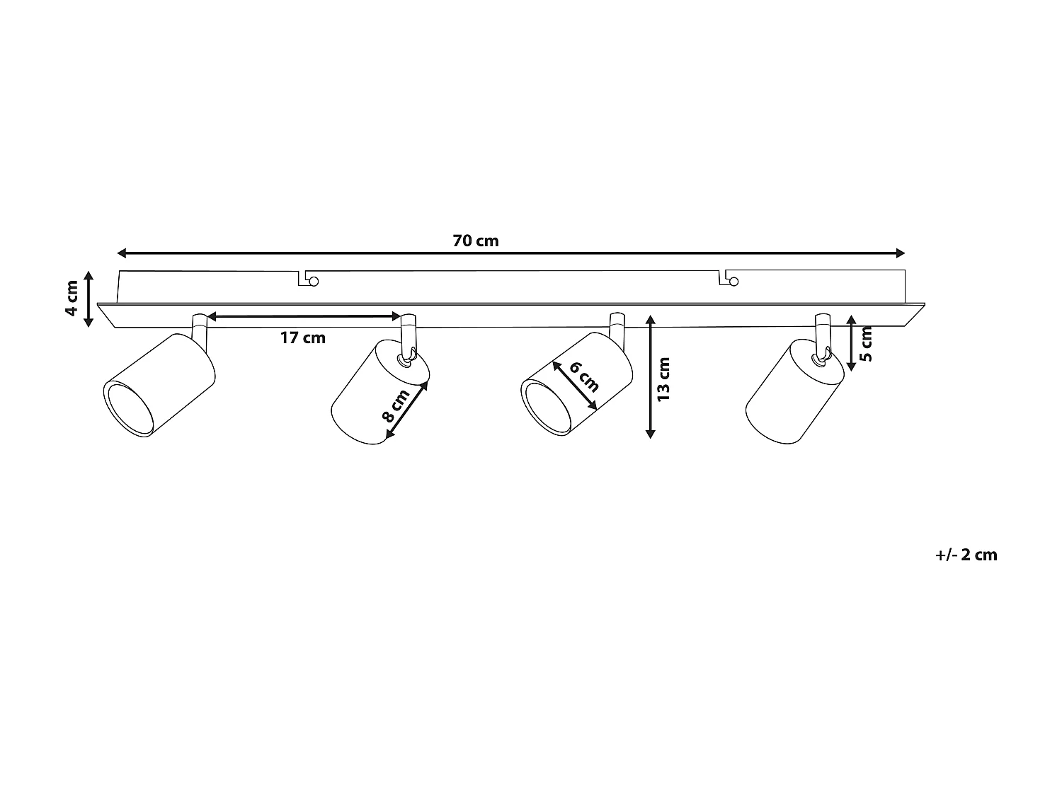 Spot à 4 lumières TIGRIS Réglable Métal Cuivré