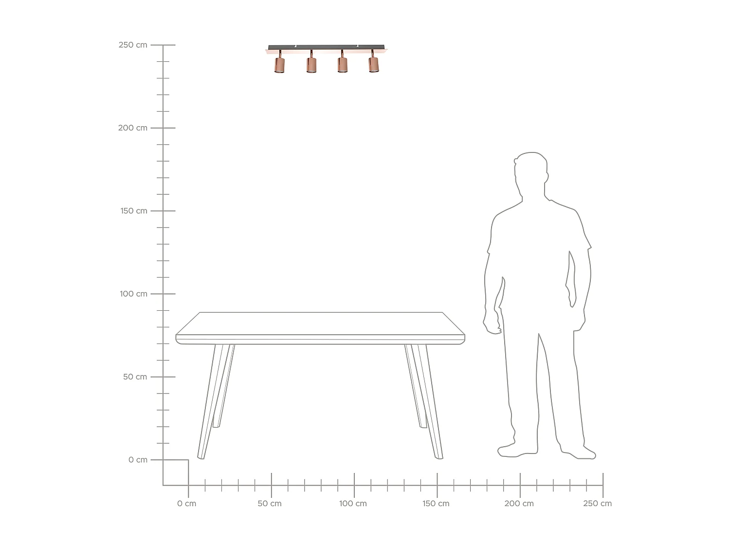 Spot à 4 lumières TIGRIS Réglable Métal Cuivré