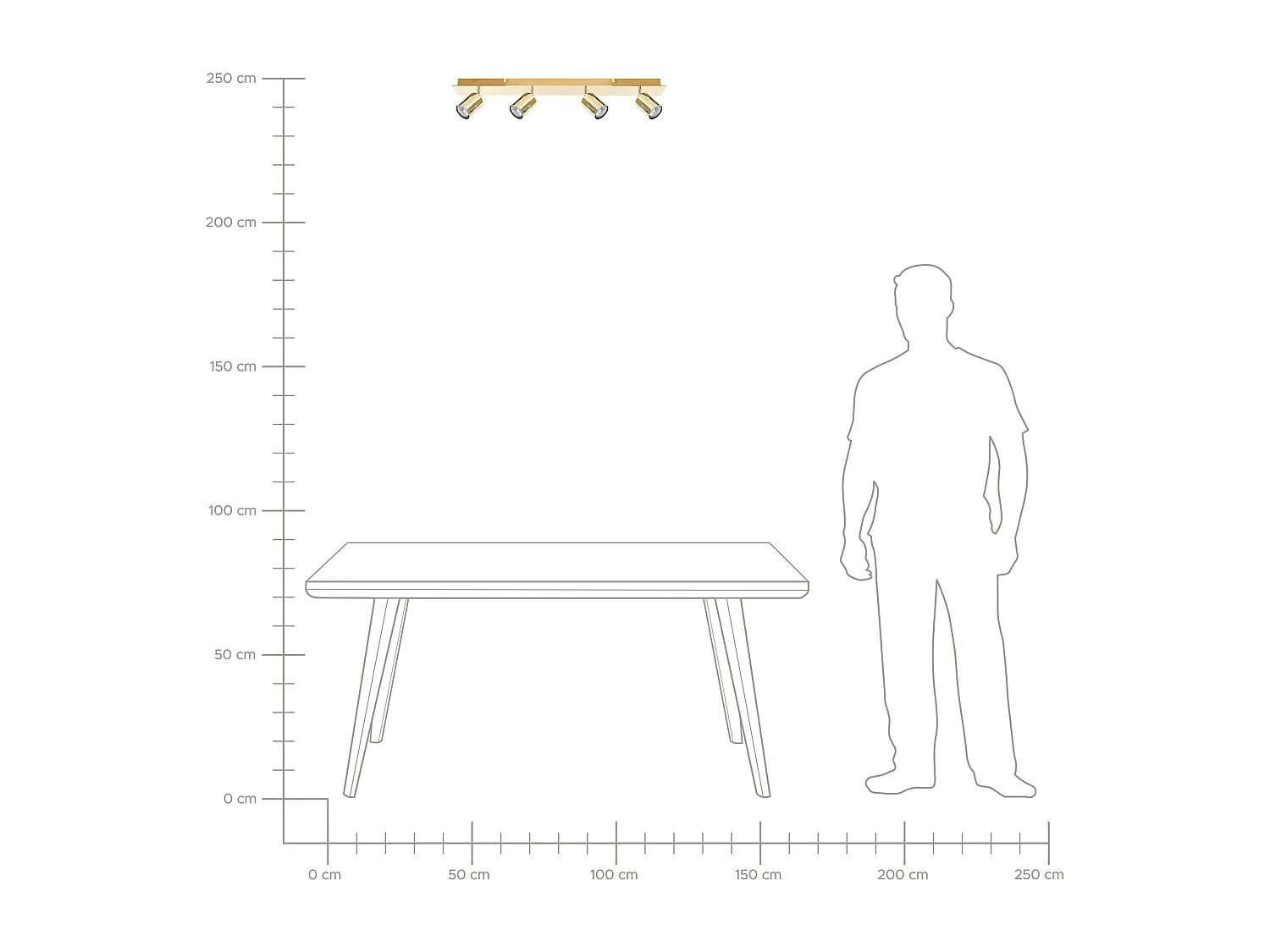 Spot à 4 lumières TIGRIS Réglable Métal Doré