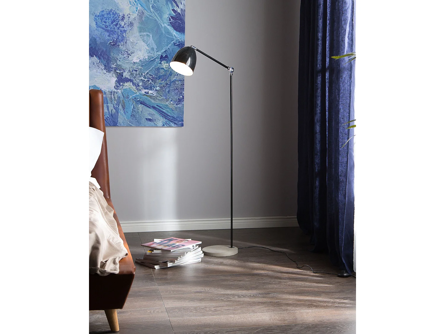 Stehlampe schwarz 165 cm Glockenform CHANZA