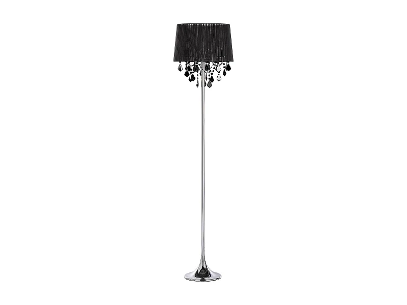 Stehlampe mit Stoffschirm schwarz Trommelform Kristall-Optik Glamour Stil Evans