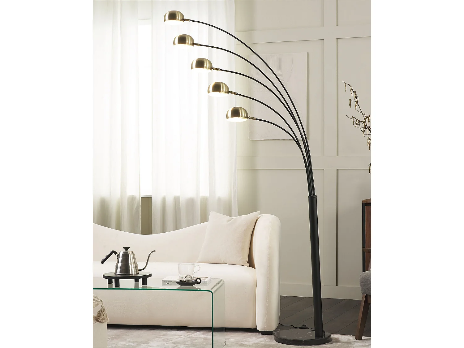 Lampadaire FLINDERS Réglable Métal Noir/doré