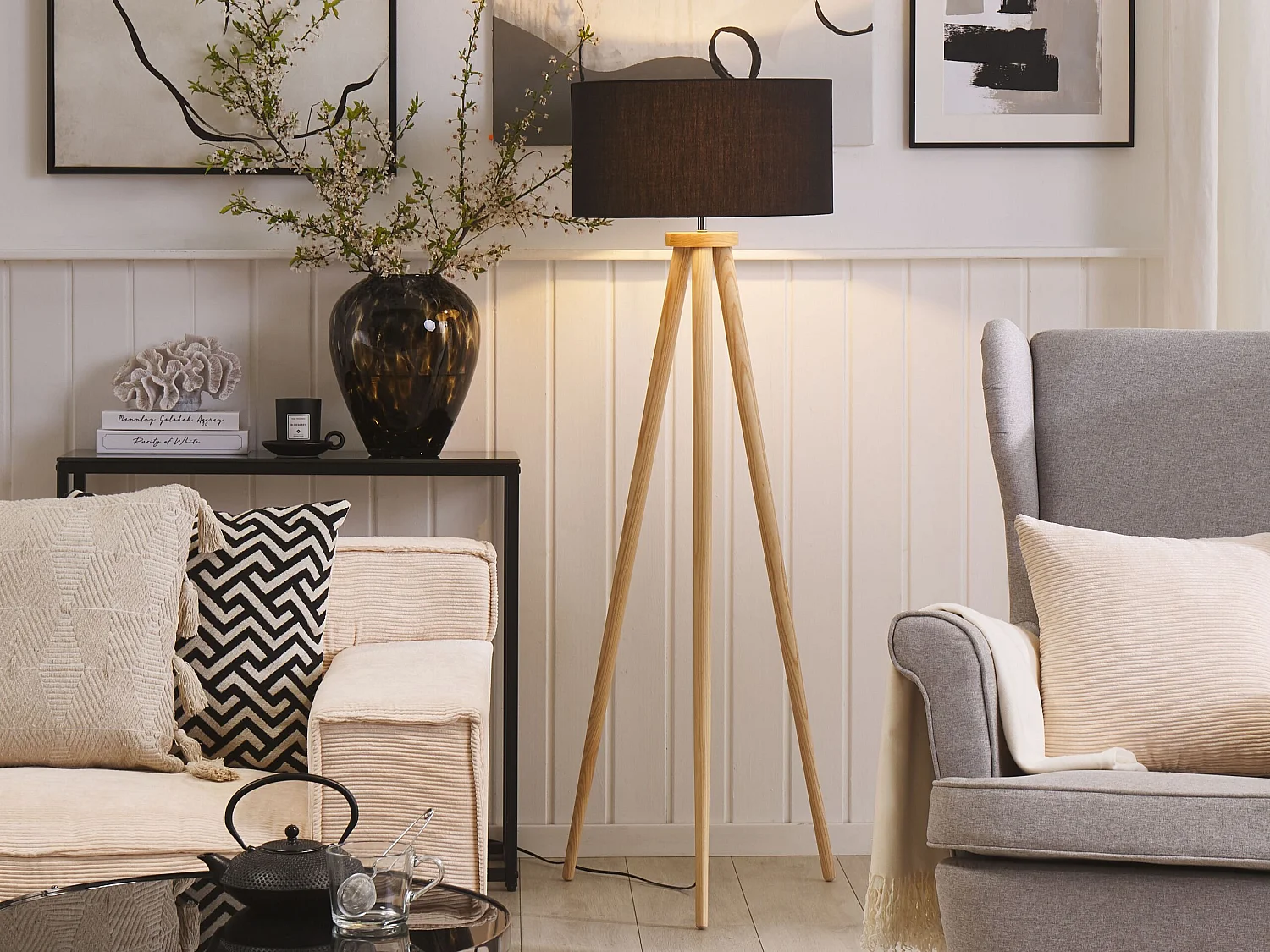 Staande lamp NITRA Eikenhout Zwart