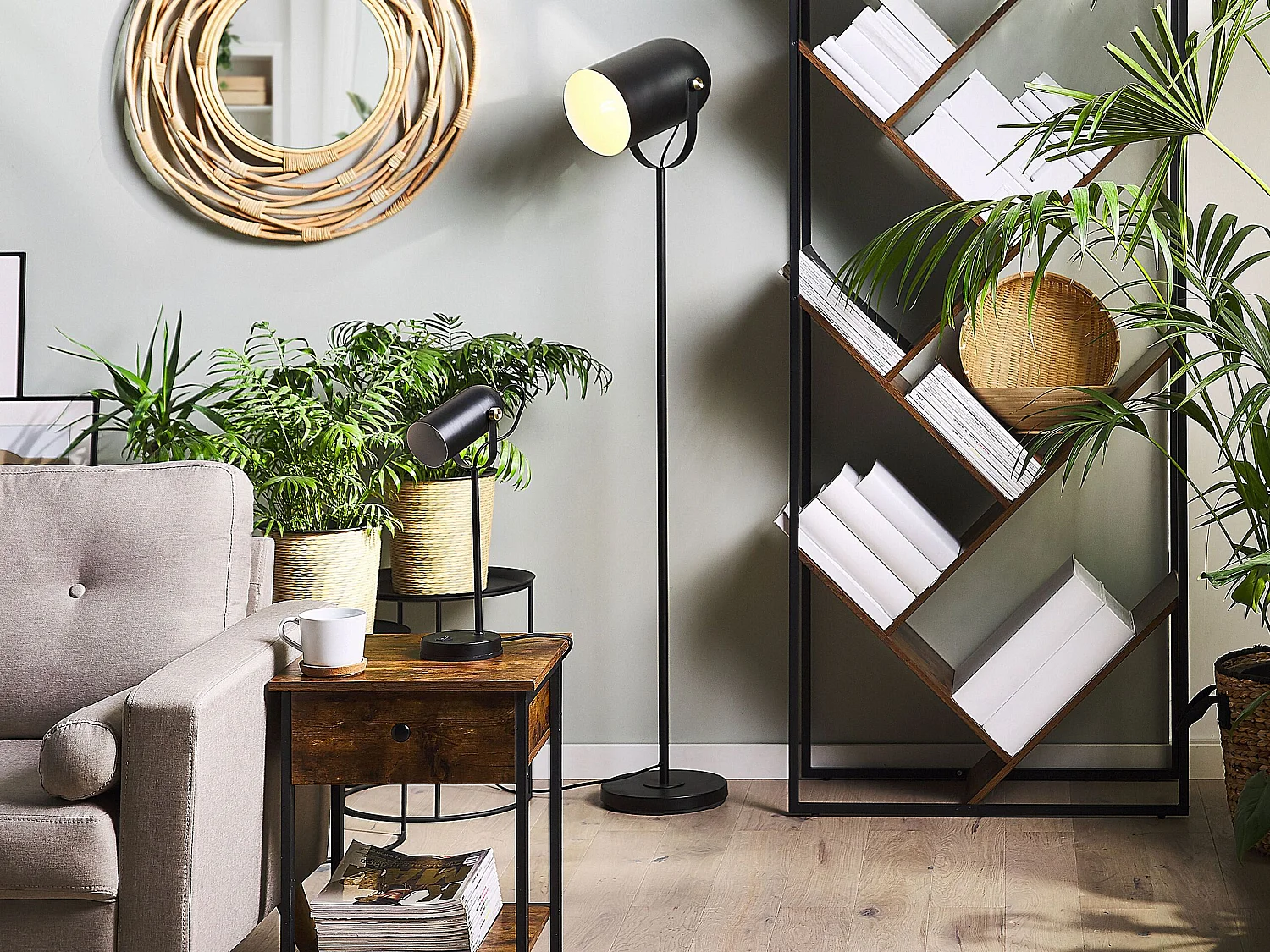 Lampadaire TYRIA Réglable Métal Noir