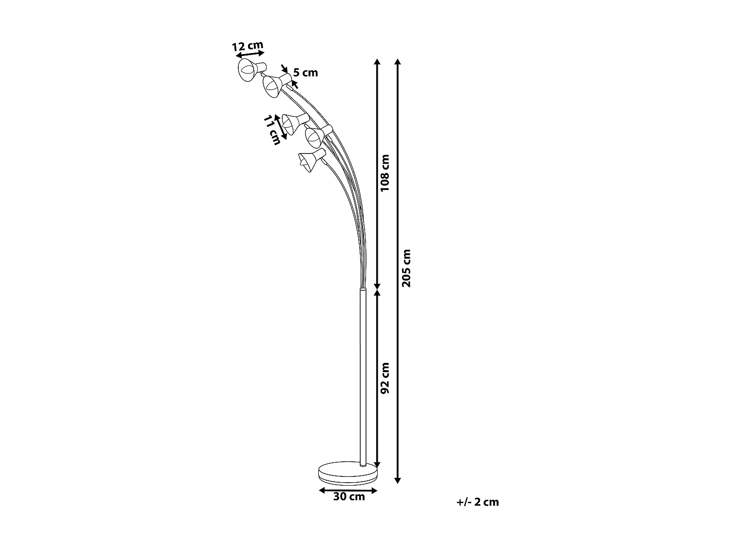 Lampadaire BARAGA Réglable Métal Noir