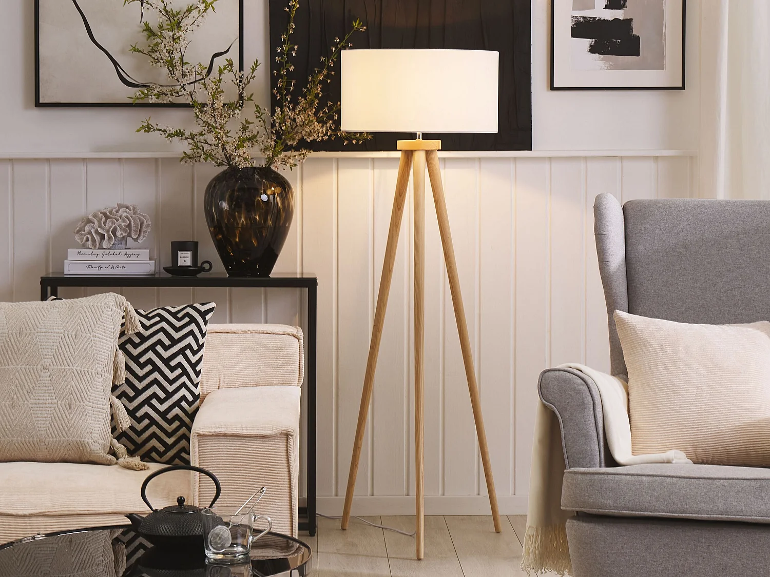 Lampadaire NITRA Bois de chêne Blanc