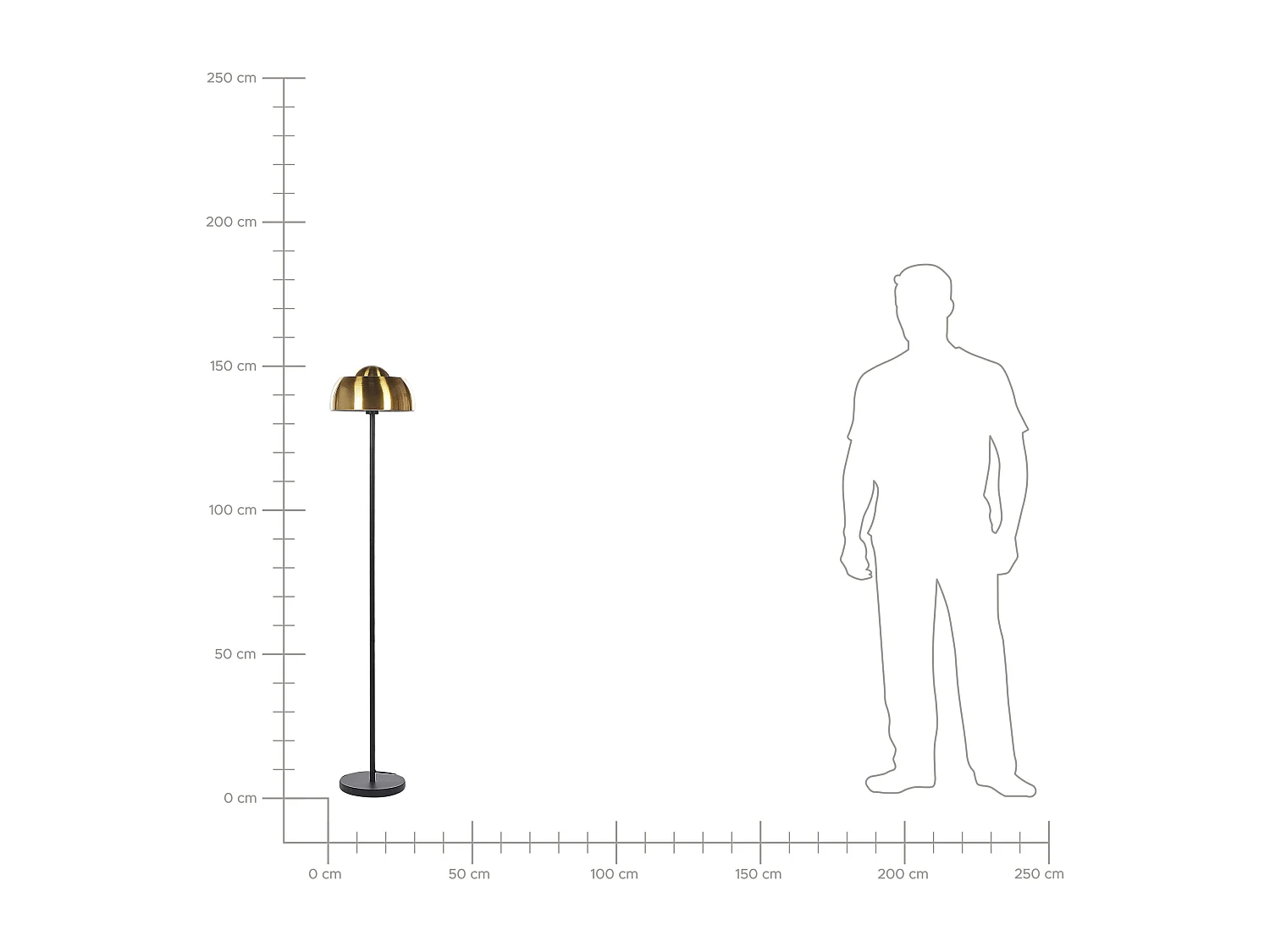 Moderne Stehlampe schwarz / gold aus Stahl Dekolampe 148 cm Senette